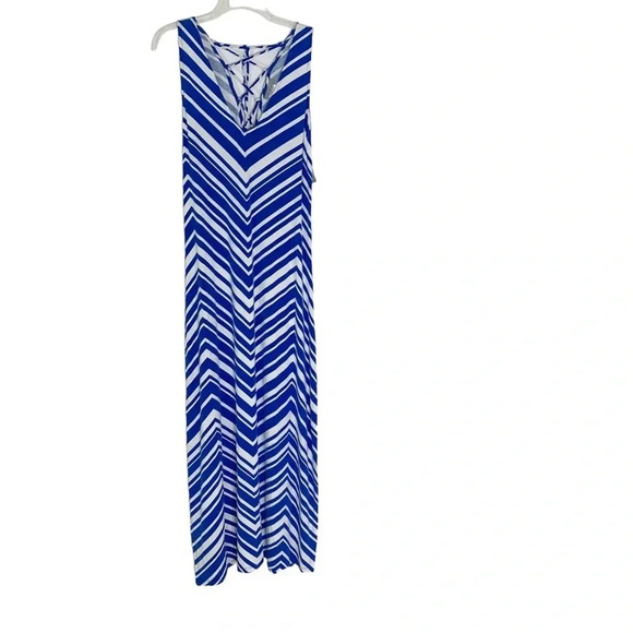 La Blanca Archistripe Swim Cover Up Maxi Dress Blue MISSING BELT Size M NWT - Picture 2 of 11
